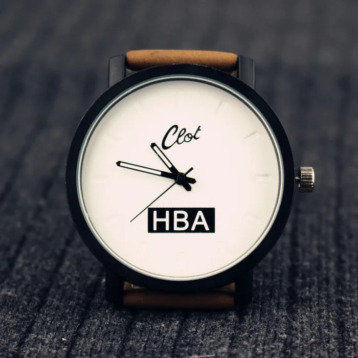 Подарок для влюбленных модный бренд HBA Кожаный ремешок унисекс часы Мужские