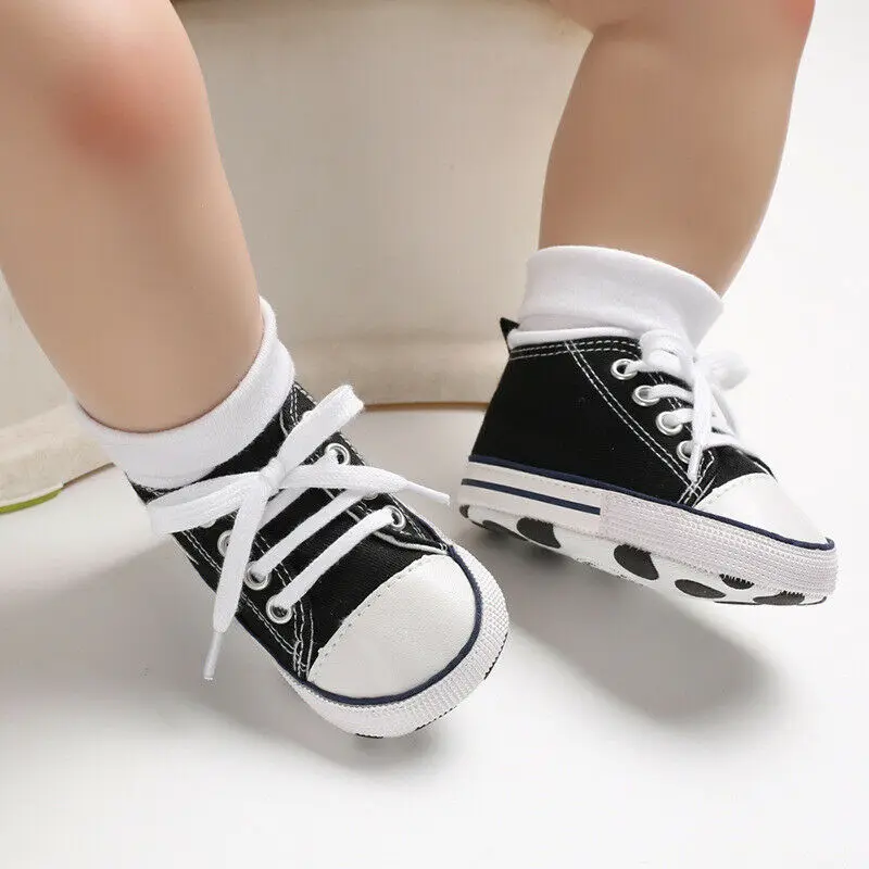 Новинка года; обувь для новорожденных мальчиков и девочек; удобные теннисные парусиновые кроссовки «ползунок»; повседневная обувь на мягкой подошве - Цвет: Черный