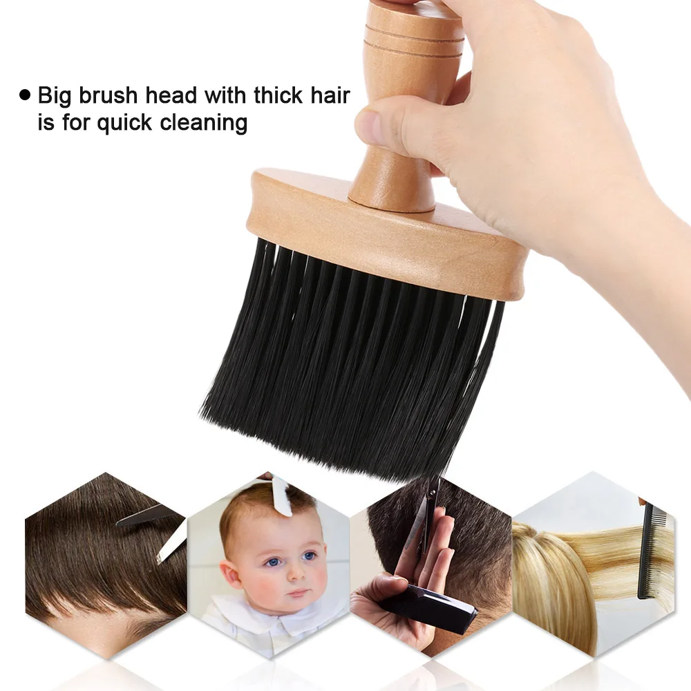 Pro Neck Face Duster Brush Thick Hair Barber Cleaning Hairbrush