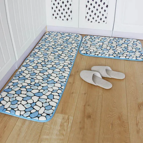 1 комплект = 2 шт. анти-скольжения из пены с эффектом памяти Ванная комната ковролин комплект моющиеся Кухня коврик Спальня Гостиная коврики столовая коридор ковер - Цвет: Blue Stone