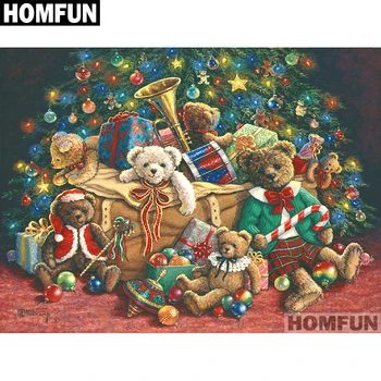 

HOMFUN Full Square/Round Drill 5D DIY Diamond Painting "Christmas bear" Embroidery Cross Stitch 5D Home Decor Gift A01264