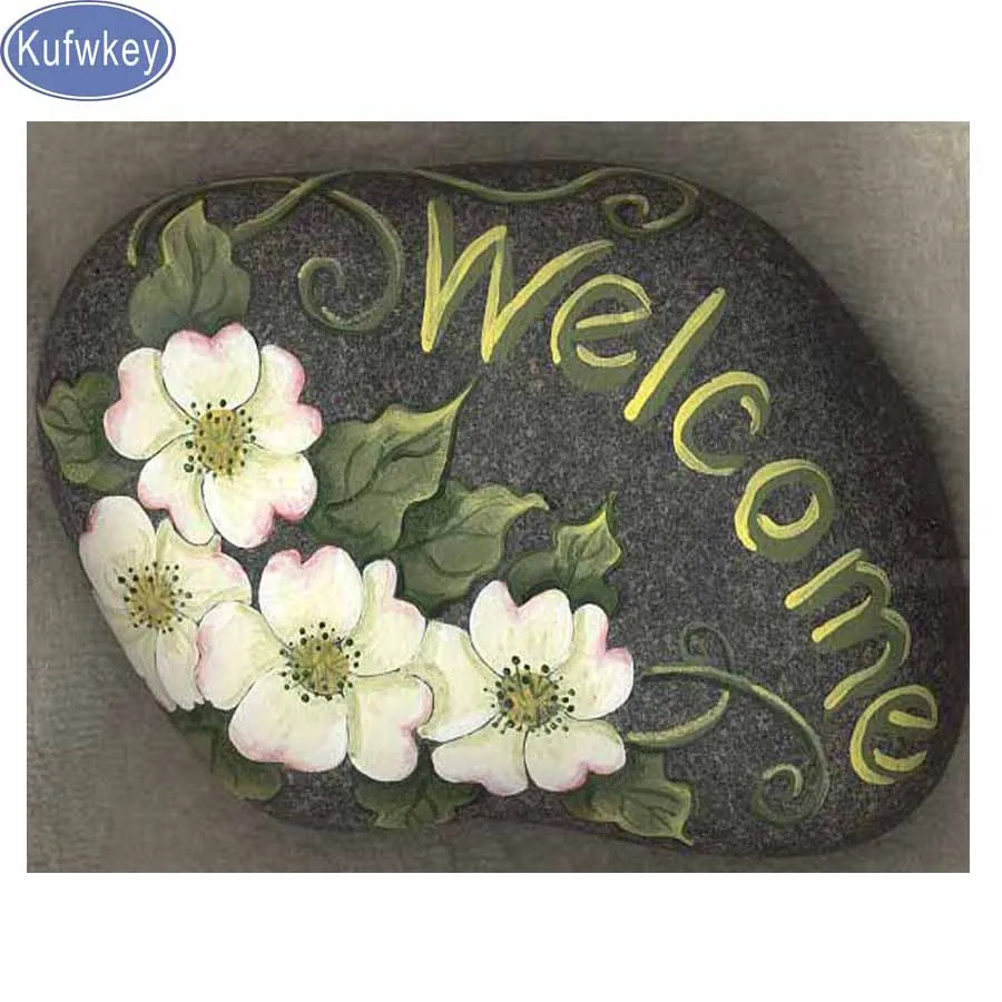 

Kufwkey diamond painting round stones/square drills "welcome"5d diy diamond embroidery full display mosaic rhinestones painting