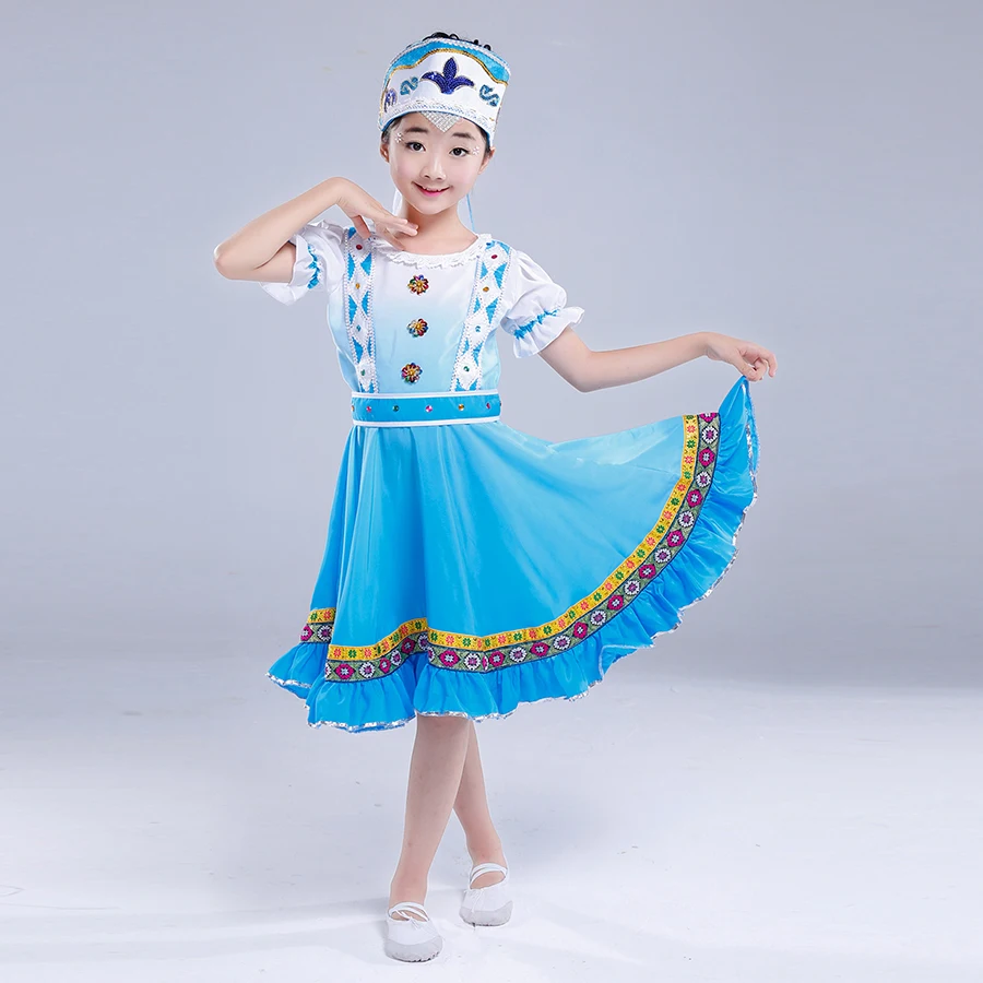 SONGYUEXIA/Детские китайские народные танцевальные костюмы для выступлений в России; юбка принцессы для девочек; праздничное танцевальное платье