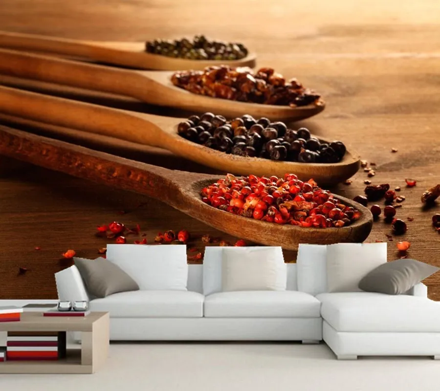 Us 290 Personalizzato Spezie Cucchiaio Di Cibo Murale Carta Da Parati 3d Sala Ristorante Divano Tv Parete Cucina Wallpaper Per Pareti 3d Papel De