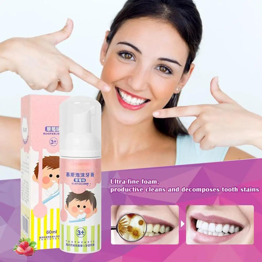 

Children's Toothpaste Swallowable Mousse Foam Whitening Teeth Gum Care Toothpaste for Kids