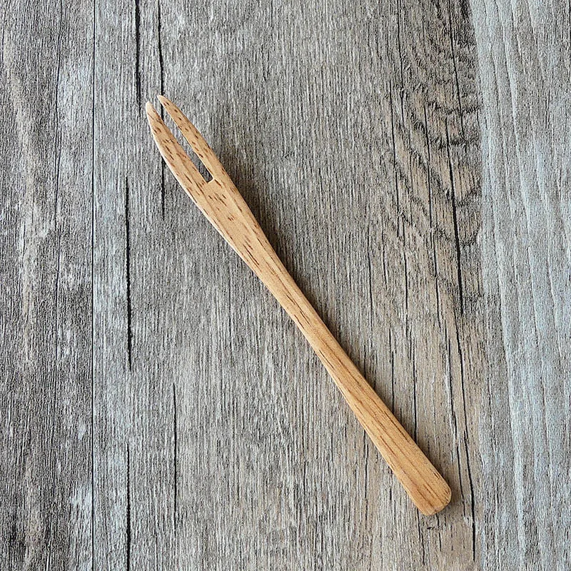 Japan Style Two Tooth Solid Wood Fork Small Pastry Fork Mini Wooden