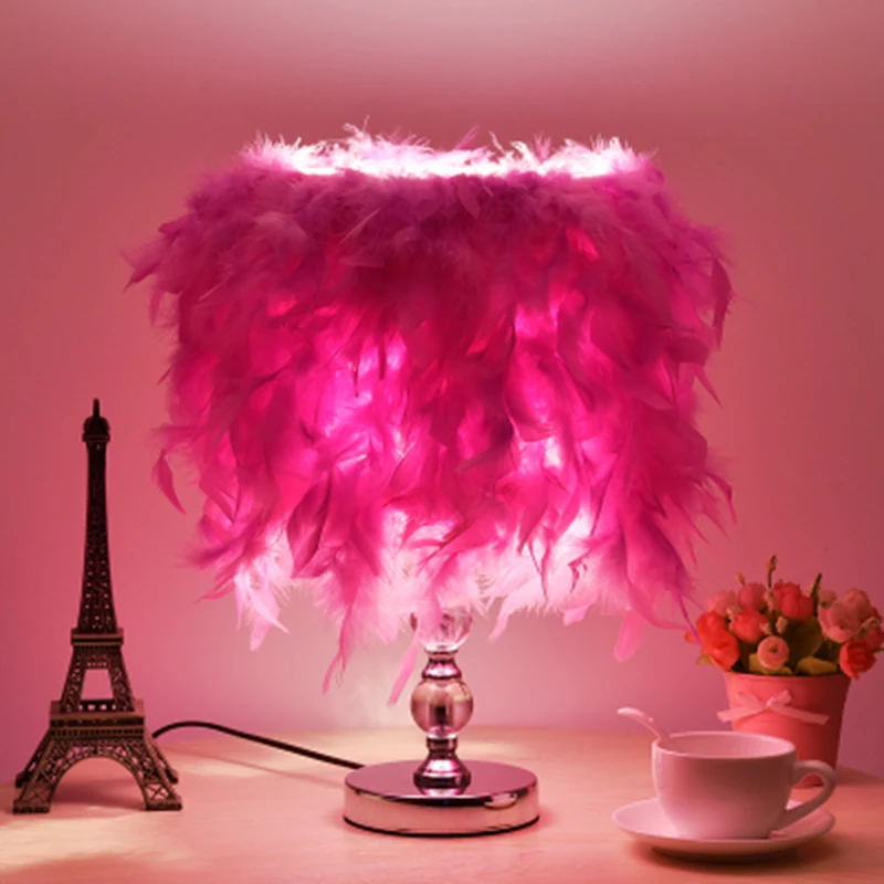 

Flexible Desk Lamp 110-220v Bedroom Lighting Green Desk Lamp E27 Crystal Ramantic Feather Lamp Table Luminarias