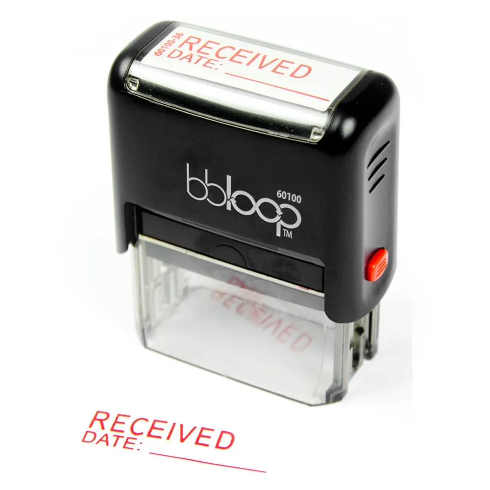 

BBloop Stamp "RECEIVED". Self-Inking, Rectangular. RED Ink