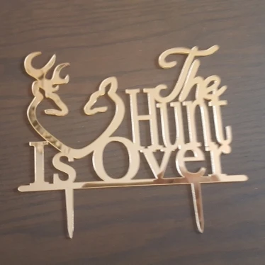 The Hunt Is Over Wedding Cake Topper Monogram Engagement Cake