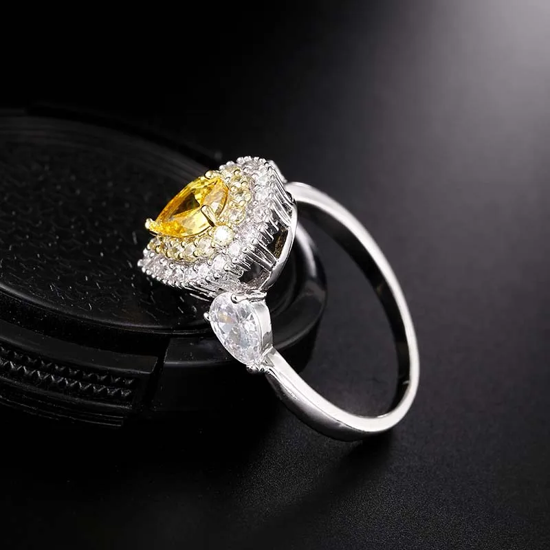 Богемные Bague Femme Кольца Крылья Ангела для женщин сердце Anillos Mujer розовый желтый кубический циркон обручальные кольца украшения для девочек подарок