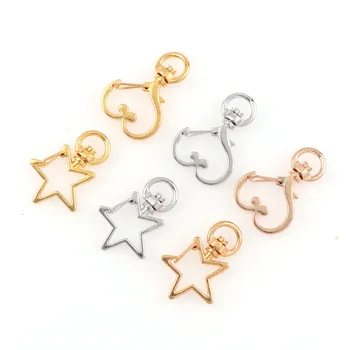 

5pieces Star Heart Keychain For Bag Charm Woman Men Kids Key Ring Gifts Hook Keychains 3 Colors DIY Keychains Making