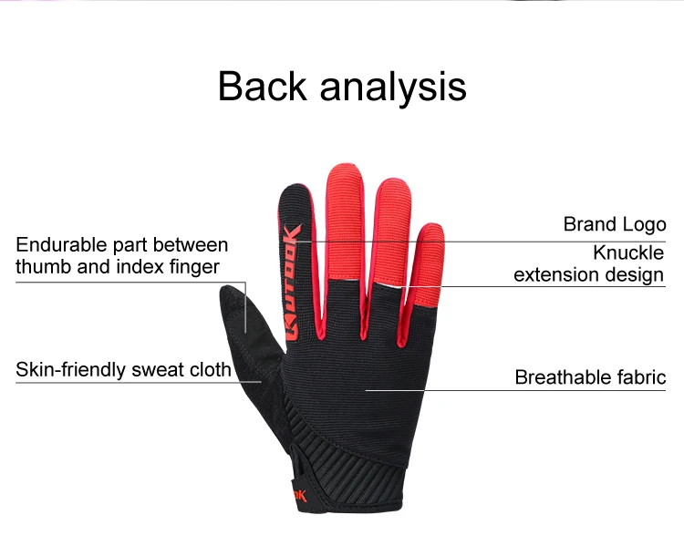 KUTOOK Для Мужчин велосипедные перчатки Для женщин полный палец MTB дорожный велосипед перчатки Сенсорный экран Спорт на открытом воздухе