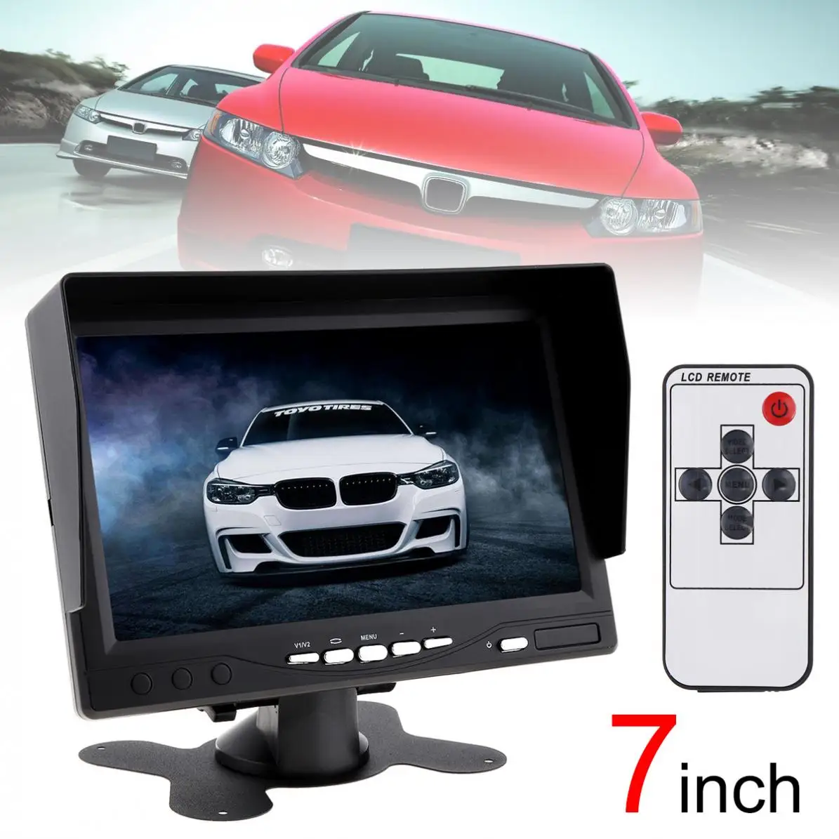 7 дюймов 12 в 800x480 TFT lcd цветной монитор цифровой 2 способ видео вход безопасности автомобиля монитор экран с солнцезащитным козырьком