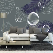 Custom 3d wallpaper modern minimalist beautiful geometric plant bubble wall - silk waterproof material Custom 3d wallpaper modern minimalist beautiful geometric plant bubble wall - silk waterproof material