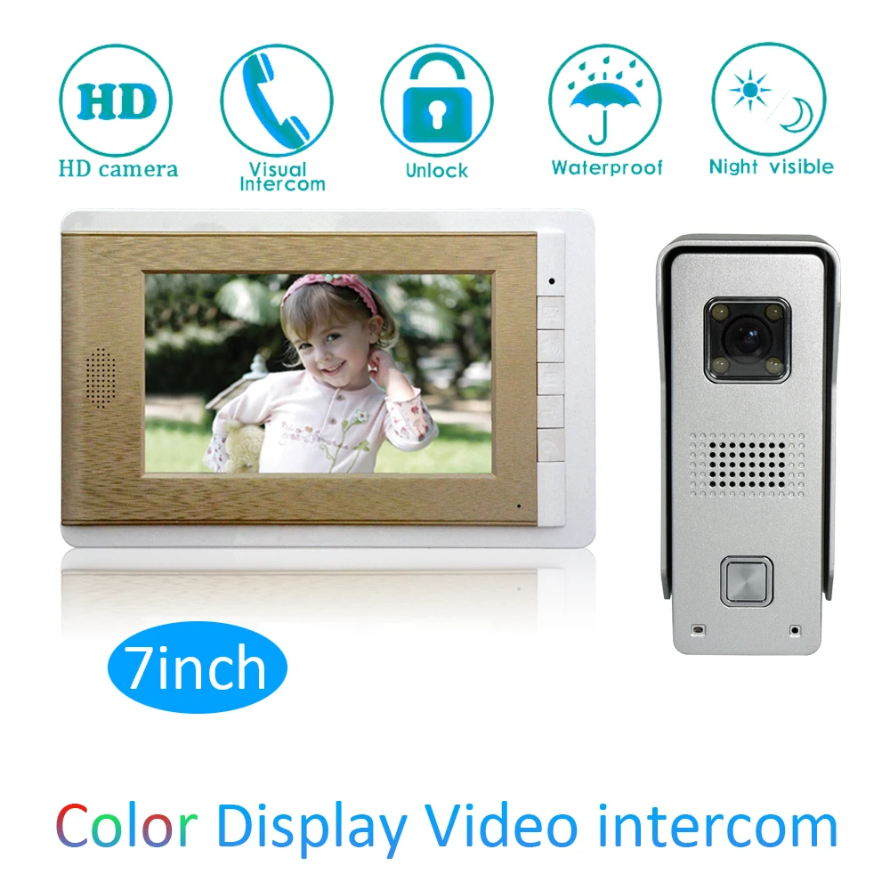 

Smart Home Intelligent 1 to 1 Intercom Kit 7 inch LCD Monitor Wire Video Door Phone Doorbell System Security Camera For vistor