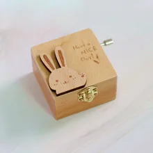 

Music Box Wood Handcrank Musical Box Castle in the Sky Cute Cartoon Animal Shape Music Box Girl Heart Valentine's Day Gift
