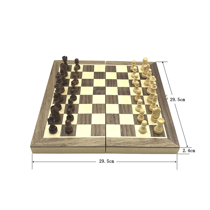 Yernea Magnetic Chess Games Wooden Chessboard Outdoor Chess Set Games Solid Wood Pieces Magnetic Folding Chessboard
