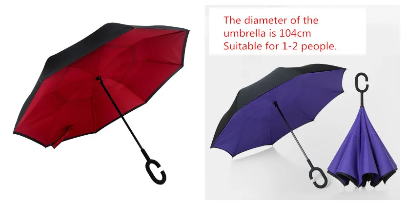 20.Folding Reverse Umbrella Double Layer Inverted Windproof Car rain Women men kids Umbrellas C-Hook Hands sun parasol