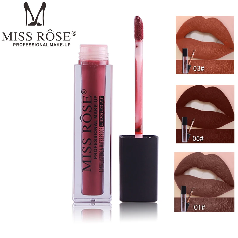 Miss Rose Макияж для губ матовый блеск сексуальный красный тыква темно коричневый