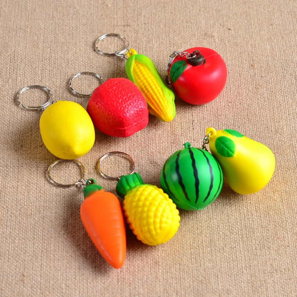1PC Mini Cute Fruit Vegetable Keychain Simulation Fruit Cell Phone