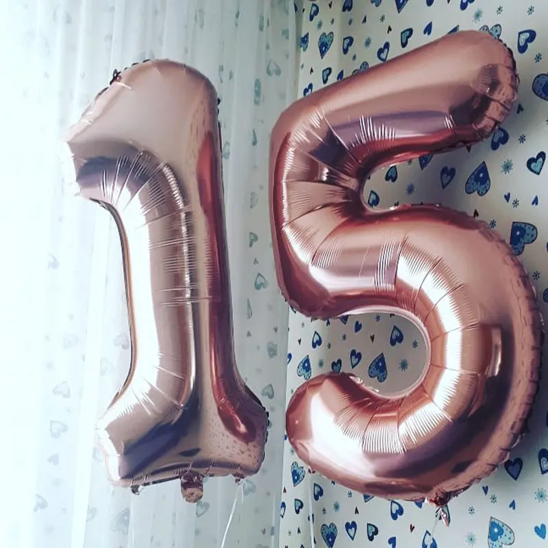 Large 40inch Rose Gold Foil Number Balloons Birthday Party Decorations Kids Wedding Decorations Globos BabyShower Boy Girl Decor