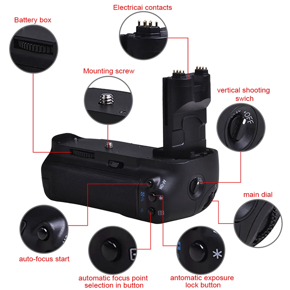 Batmax BG-E7バッテリーグリップ,Canon eos 7dデジタルslrカメラ用,BG-E7または6xのバッテリーサイズ,aa-size