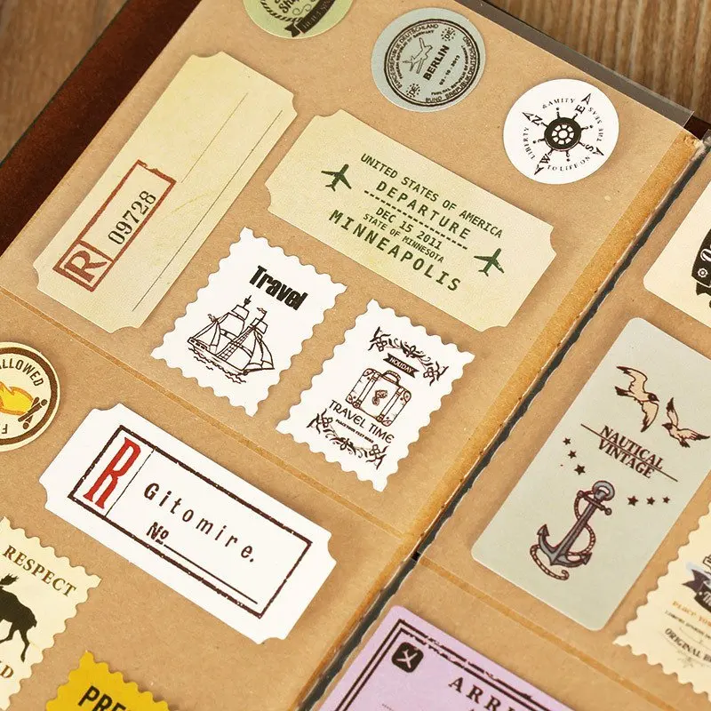 

Vintage Stamps Decorative Stickers Diary Scrapbooking Sealig Sticker DIY Retro Paper Sticker Stationery Gift For Kids