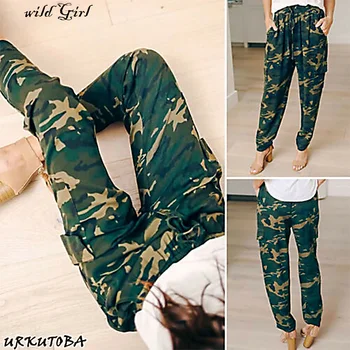 

Fashion Women Camo Cargo Pants Harem Ladies Loose Sports Casual Camouflage Trousers
