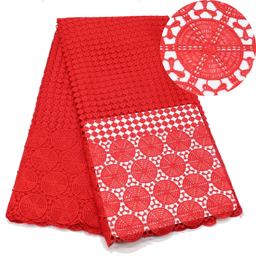 

Red And Green African Cord Lace Guipure Lace Fabrics High Quality Latest Fashion African Lace Fabric 5 Yards