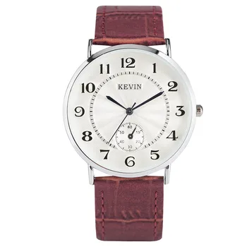 

High Quality Fashion Men Quartz Watches Brown/Black/White Leather Watchbands Numerals Dial Elegant Watch Gift for Ladies
