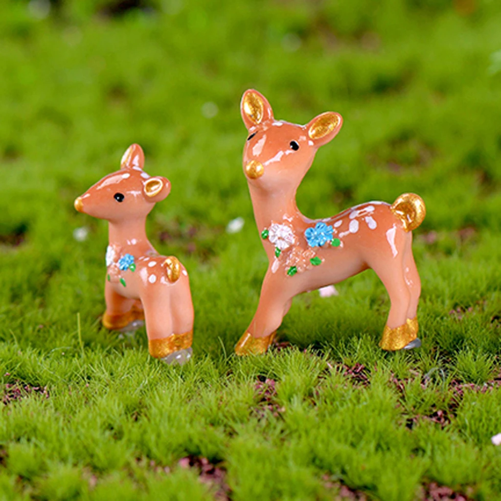 10pcs Miniature Garden Ornaments Miniature Ornaments Decor Cute Deer Landscaping Garden Statues for DIY Decoration