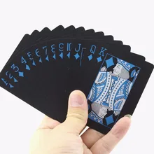 55pcs/deck waterproof plastic pvc playing cards set pure color black poker card sets classic magic tricks tool props 81303