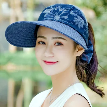 

Summer Sun Hats Women Chapeau Female Outdoor Beach Hat Foldable UV Protection Sun Hat Visor Suncreen Floppy Cap
