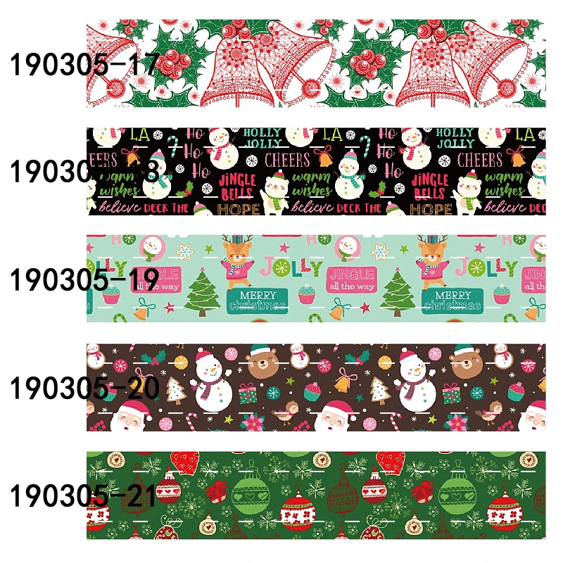 

(50 yards/lot) Christmas snowman/santa/bell printed ribbons, Christmas foe fold over elastic ribbon for kids gift