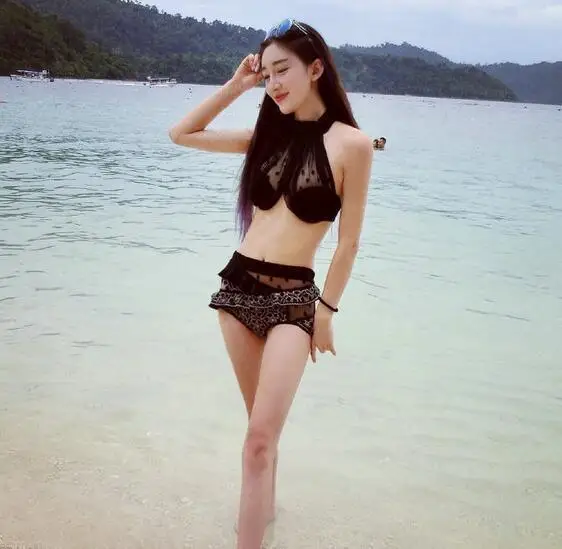 

Swimsuit Woman 2019 Tankini New Two Piece With Shorts Swimwear Female Women Sexy Embroidered Rims Solid Cotton Bikini