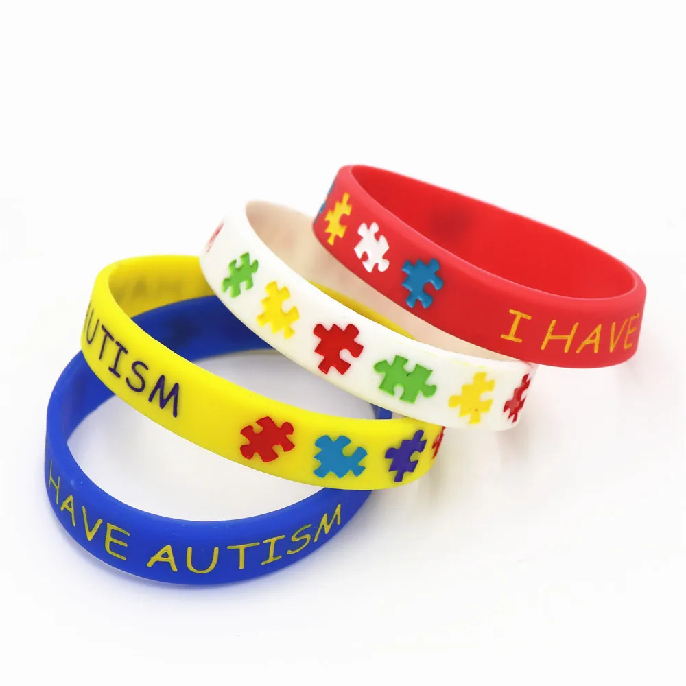 4 шт силиконовые браслеты и браслеты с надписью «I have Autism Puzzle», разноцветные браслеты для детей, размер SH086 - Окраска металла: Mix