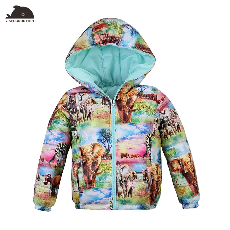 

Girls Winter Coat Double sided White Duck Down Jackets Children winter jackets animal cartoon kids snowsuit with hood kids coat
