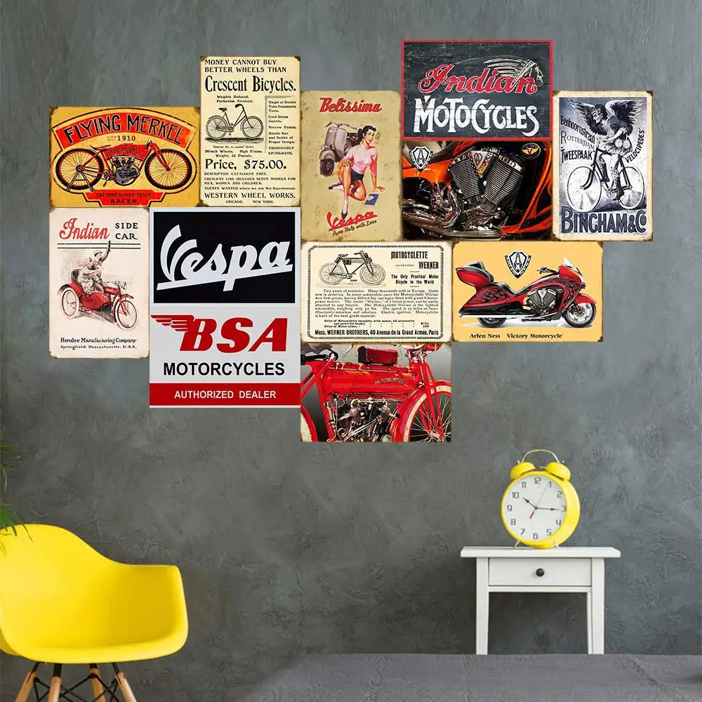 

Indian Motocycles Retro Style Iron Sign Painting Art Plate Poster Bar Pub Cafe Man Cave Home Decor