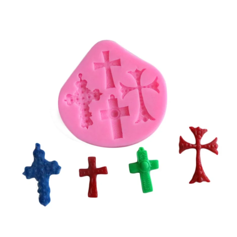 

Checkered Lace Easter DIY Handmade Jelly Candies Soap Cake Chocolate Molds Round Shape Silicone 4 Crosses Decoration Tools