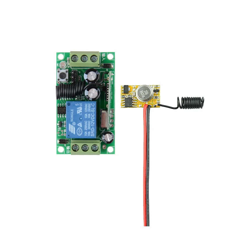 

Encoding Transmitter Module PCB + 12V DC 10A Receiver RF 3V 3.7V 4.5V 5V 6V 9V 12V Transmitter Receiver Remote Control Switch
