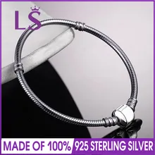 LSLuxury стерлингового серебра 925 окисленный серебряный браслет и прозрачный CZ для женщин подходят оригинальные бусины Шарм W