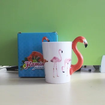 

3D Flamingo Mug Hand-painted Ceramic Coffee Cup Cute Animal Mug