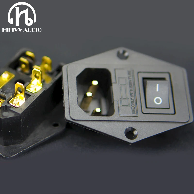 

Hifi gold plated pure copper AC power socket with fuse and power switch 250V 20A
