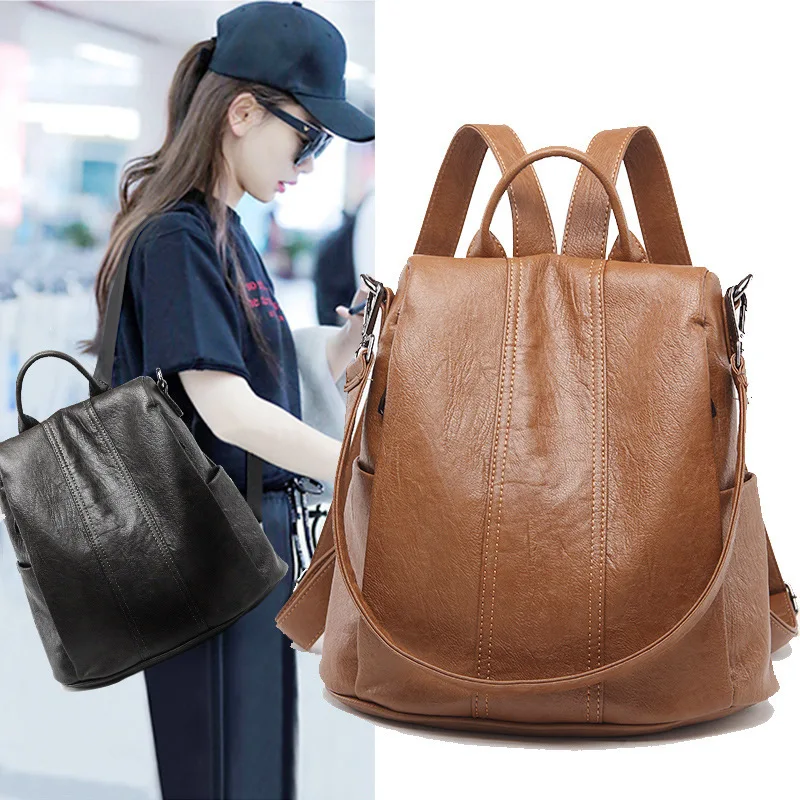 

New fashionable Shoulder Bag New Korean version Chao Baitao multi-functional soft leather backpack leisure travel bag