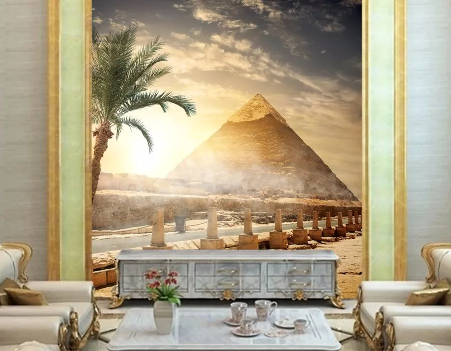 Пользовательский 3D фрески, papel де parede Египет Пирамида Desert Sky Природа обои, бар гостиная диван ТВ фон спальня обои