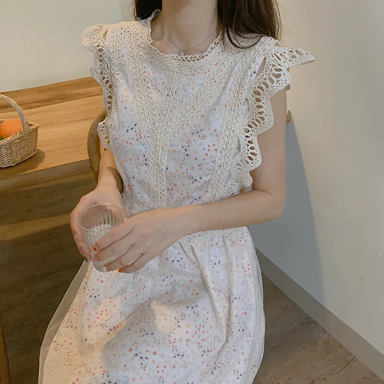 

Funny Girl Flower Print Mesh Tulle Lace Patchwork Dress a Line Princess Kawaii Summer Dress Robe Femme Vestido Mujer Vestiti