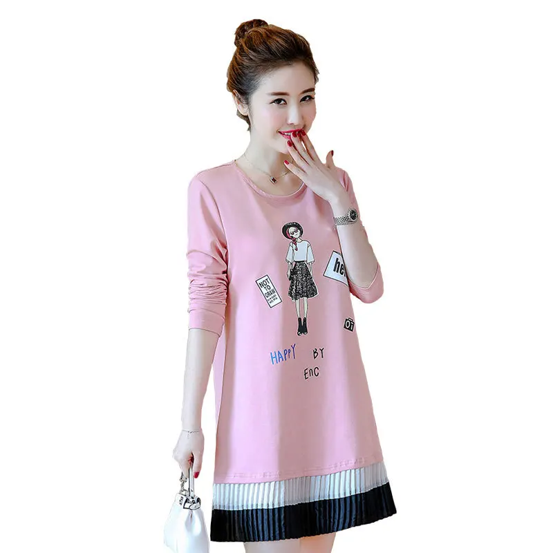 Autumn Winter Maternity Dresses Clothes for Casual Pregnant Pregnancy Woman Long Sleeve Dresses Vestidos Clothing Plus Size