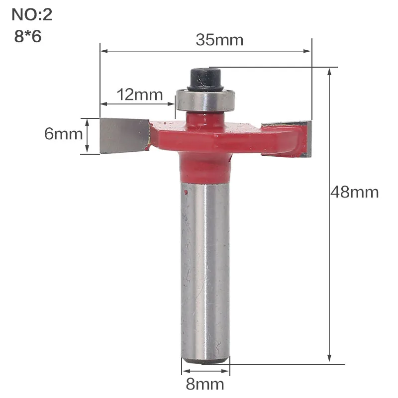 1 шт. 8 мм Высота хвостовика 1/" X Глубина 3/8" Т-образные фрезы для фрезерования древесины фрезы Вольфрам фрезерование древесины циттеры Деревообрабатывающие инструменты - Длина режущей кромки: NO 2
