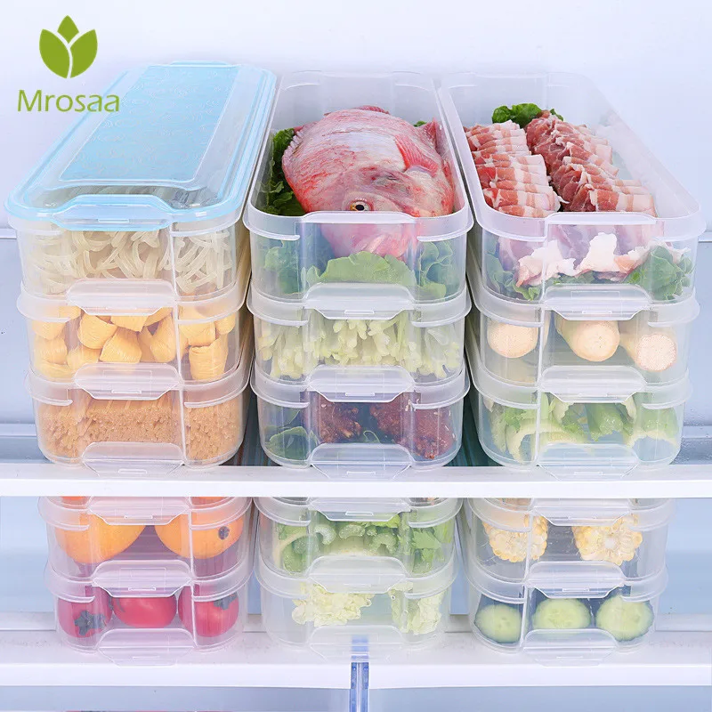 

Plastic Storage Bins Refrigerator Storage Box Food Storage Containers with Lid for Kitchen Fridge Cabinet Freezer Organizer