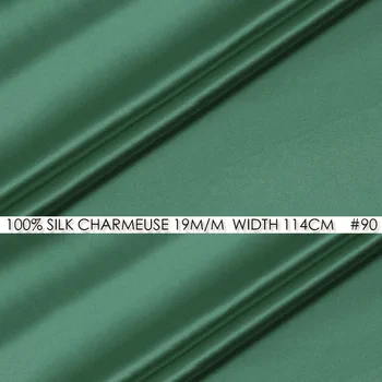 

100% SILK CHARMEUSE SATIN 114cm width 19momme Pure Mulberry Silk Fabric China Silk bodycon dress Tissu Deep Sea Green NO 90